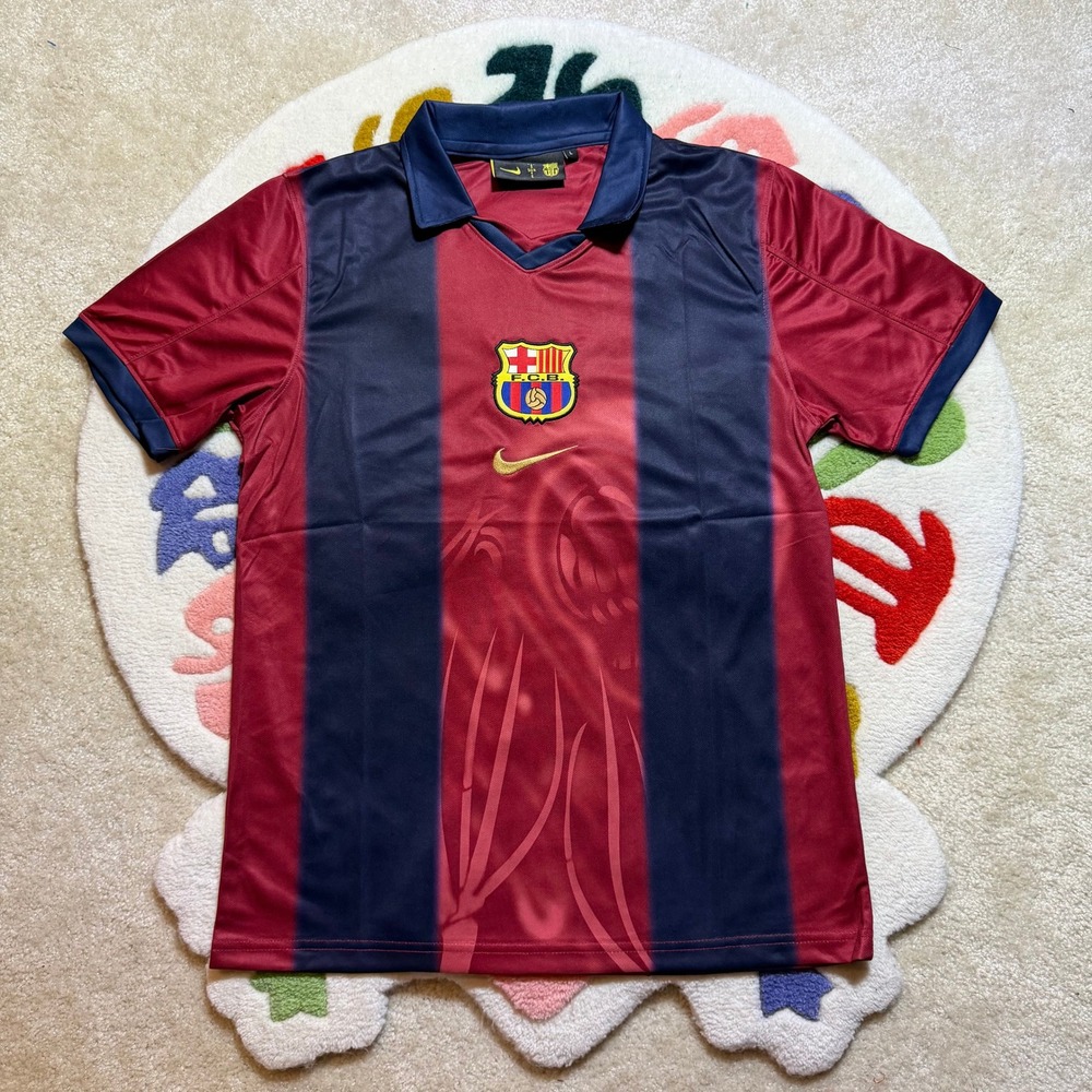 Nike Cactus Jack FC Barcelona Soccer Jersey Red Blue CD4230-496 Mens Large